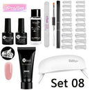 Mtssii 9pcs/kit US Warehouse Poly Extenstion Nail Gel Sets Nail Extension Polish Lamp Nail Brush Nail Primer Hard Jelly Acrylic