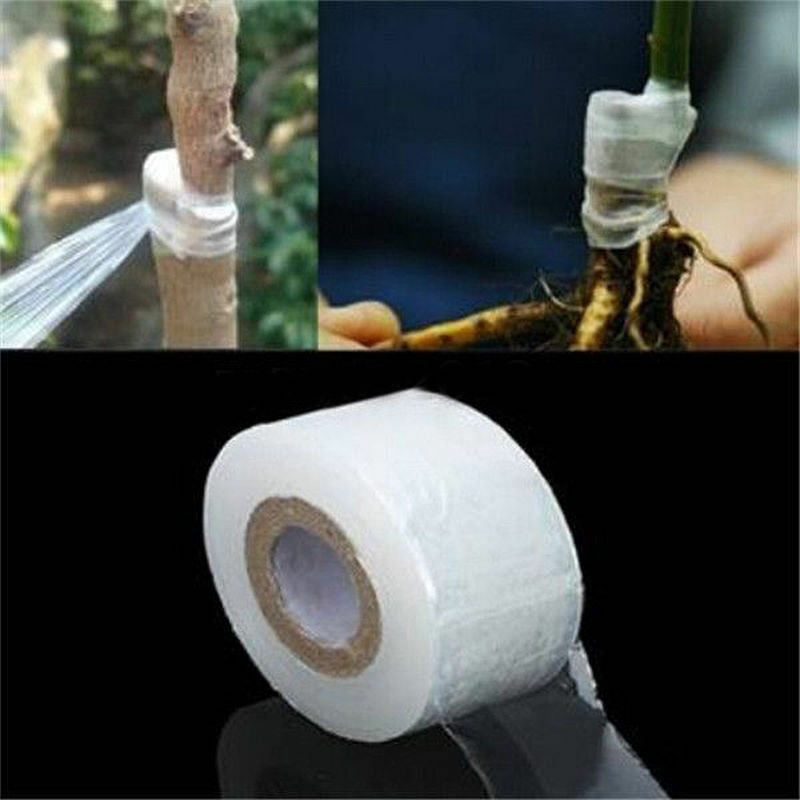 200M*2.5cm Nursery Grafting Tape Roll Stretchable Self-adhesive Degradable White