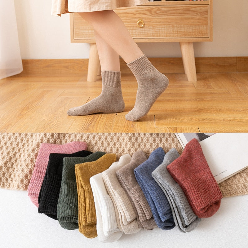 HOT 10pieces = 5 pairs autumn winter warm women cotton socks colorful Special comfortable Knitted Girls Casual Socks women