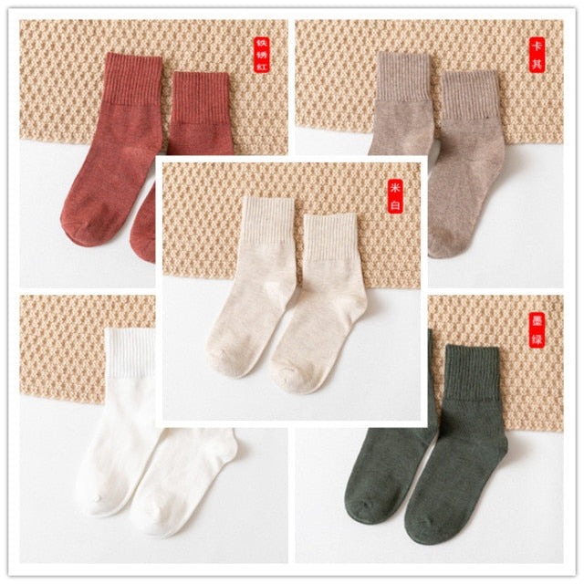 HOT 10pieces = 5 pairs autumn winter warm women cotton socks colorful Special comfortable Knitted Girls Casual Socks women