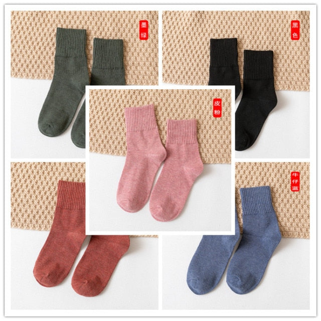 HOT 10pieces = 5 pairs autumn winter warm women cotton socks colorful Special comfortable Knitted Girls Casual Socks women