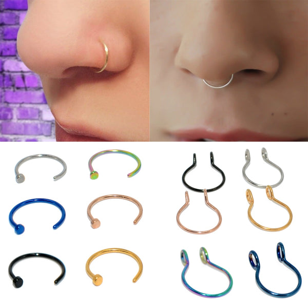 1pcs U Shaped Fake Nose Ring Lip Hoop Septum Rings Stainless Steel Nose Piercing Fake Piercing Oreja Pircing Jewelry