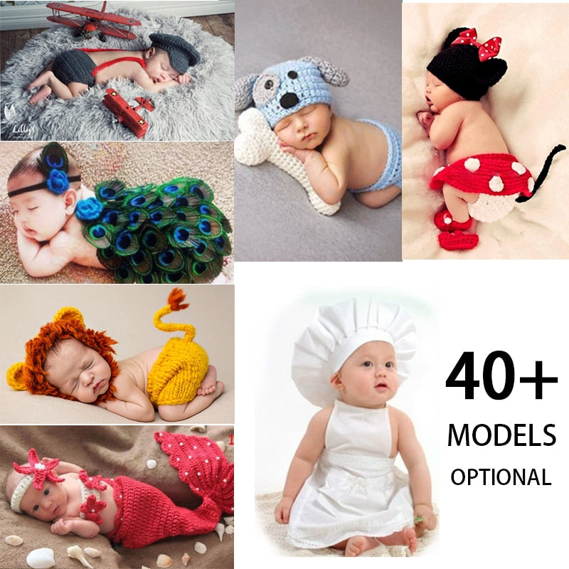 Crothet Newborn Photography Props Knitted Photography Accessories Baby Boys Girls Costume Newborn Photographie 42 Model Optional