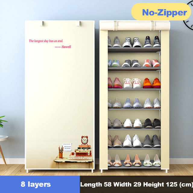 Simple Multilayer Shoe Rack Nonwoven Storage Closet Home Dorm Entryway Space-saving Shoe Stand Holder Shoe Cabinet with Zipper