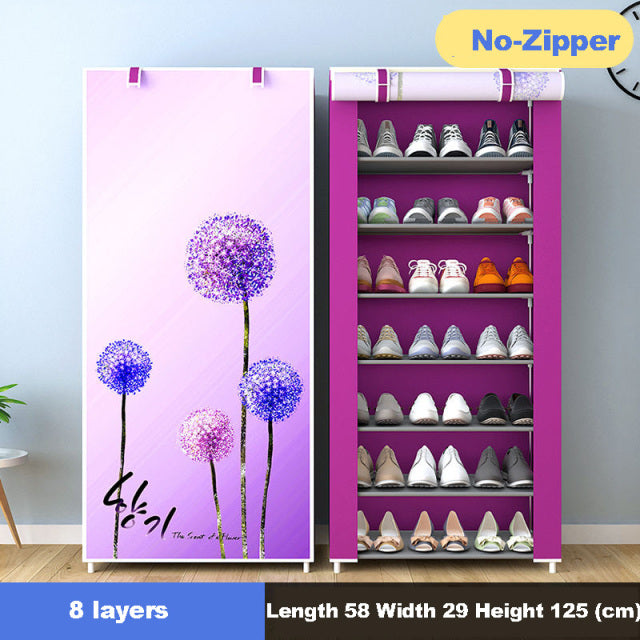 Simple Multilayer Shoe Rack Nonwoven Storage Closet Home Dorm Entryway Space-saving Shoe Stand Holder Shoe Cabinet with Zipper