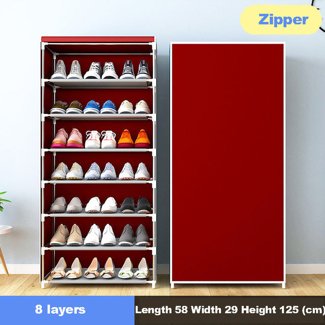 Simple Multilayer Shoe Rack Nonwoven Storage Closet Home Dorm Entryway Space-saving Shoe Stand Holder Shoe Cabinet with Zipper