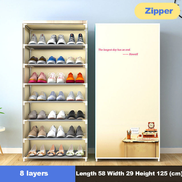 Simple Multilayer Shoe Rack Nonwoven Storage Closet Home Dorm Entryway Space-saving Shoe Stand Holder Shoe Cabinet with Zipper