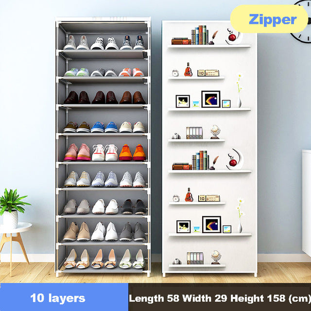 Simple Multilayer Shoe Rack Nonwoven Storage Closet Home Dorm Entryway Space-saving Shoe Stand Holder Shoe Cabinet with Zipper