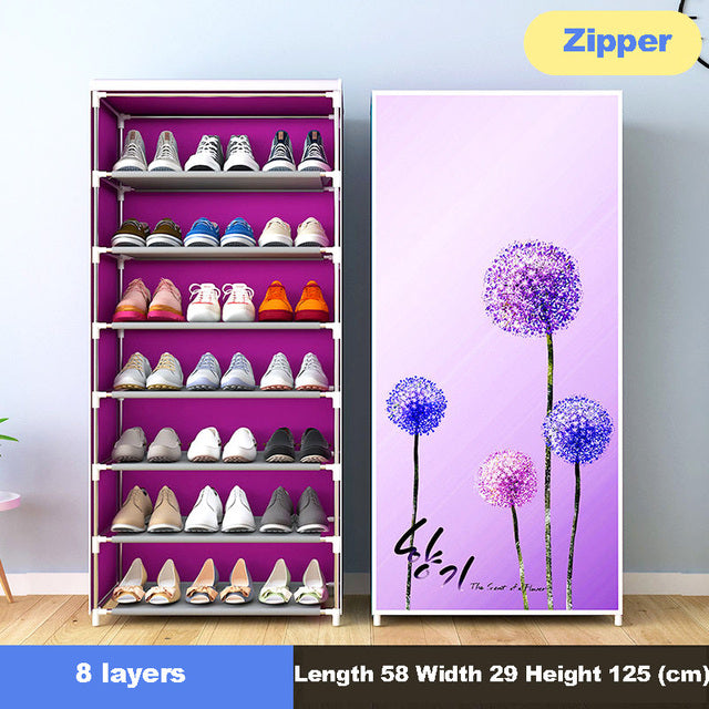 Simple Multilayer Shoe Rack Nonwoven Storage Closet Home Dorm Entryway Space-saving Shoe Stand Holder Shoe Cabinet with Zipper