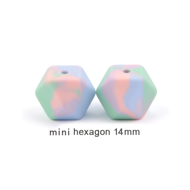 LOFCA10pcs 14mm Mini Hexagon silicone beads Baby Teether BPA Free DIY Necklace Pacifier Chain Baby Teething Care Infant