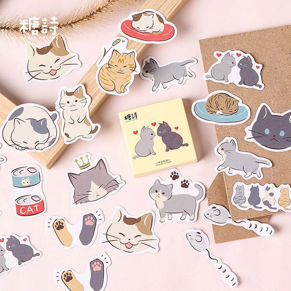 45pcs/pack Playful Cats Cute Decorative Stickers Scrapbooking Stick Label Diary Journal Stickers Stationery Album Stickers