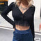 Pink Black Green Black Women Cardigans 2020 Fashion Slim Ladies Knitted Sweater Crop Top Long Sleeve Buttons Sweater