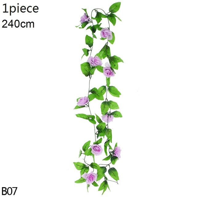 Wisteria Artificial Flower Vine Ivy Leaf Garland Silk Rose Flowers Rattan String Vine Wedding Arch Flower Home Garden Decoration