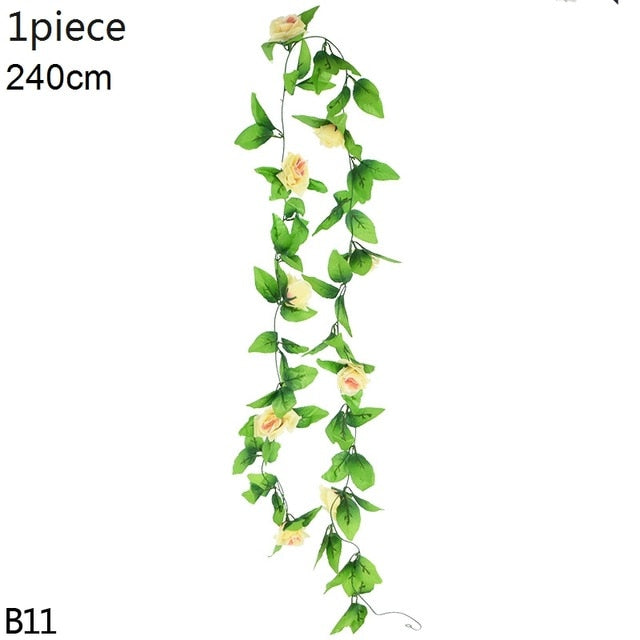 Wisteria Artificial Flower Vine Ivy Leaf Garland Silk Rose Flowers Rattan String Vine Wedding Arch Flower Home Garden Decoration