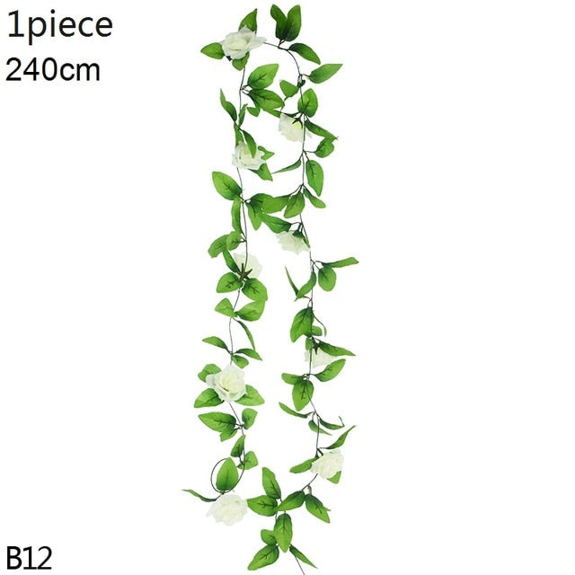 Wisteria Artificial Flower Vine Ivy Leaf Garland Silk Rose Flowers Rattan String Vine Wedding Arch Flower Home Garden Decoration