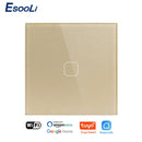 EsooLi Tuya Smart Life Glass Panel EU/UK Standard Touch Switch Zero/Single Fire Line Voice Control Light Wireless Wall Switch