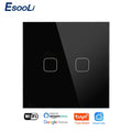 EsooLi Tuya Smart Life Glass Panel EU/UK Standard Touch Switch Zero/Single Fire Line Voice Control Light Wireless Wall Switch