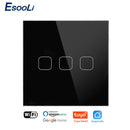 EsooLi Tuya Smart Life Glass Panel EU/UK Standard Touch Switch Zero/Single Fire Line Voice Control Light Wireless Wall Switch