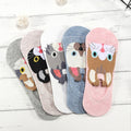 5 Pairs Lot Cotton Women Socks Female Casual Boat 3D Pack Cartoon Harajuku Unicron Cat Cute Invisiable Funny Girl Ankle Sock Set