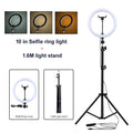 PYNSSEU 26cm LED Ring Light with 1.1/1.6/2.0M Light Ring Stand Dimmable 10" Selfie Ring Lamp with Phone Clip for Youtube Makeup