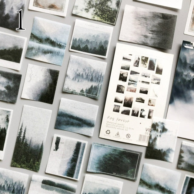 50Pcs/Pack Fog Forest Sticker Diary Decorative Sticker DIY Label Stationery Deco Photograph Album Sticker Flake Scrapbooking
