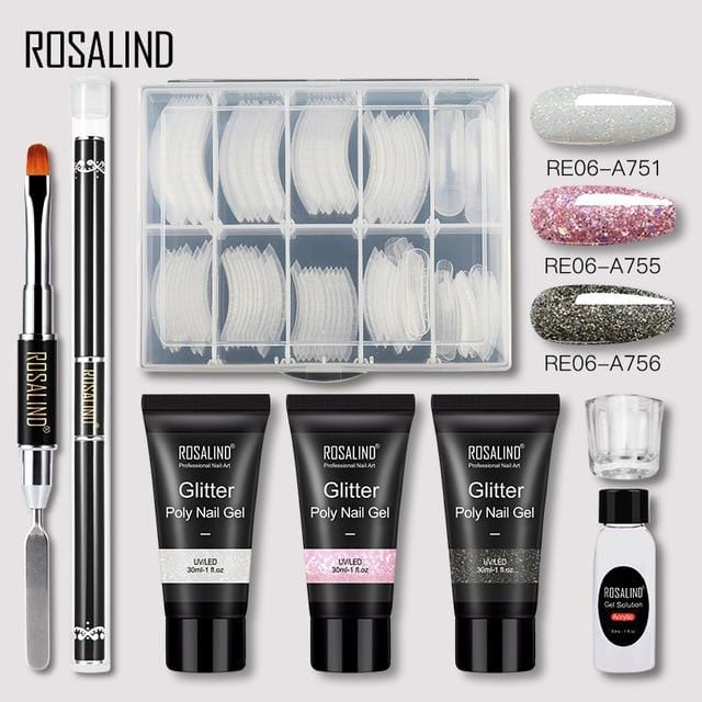 ROSALIND Poly Nail Gel Extension Nail Kit All For Manicure Gel Set Acrylic Solution Water Builder Gel Polish For Nail Art Design