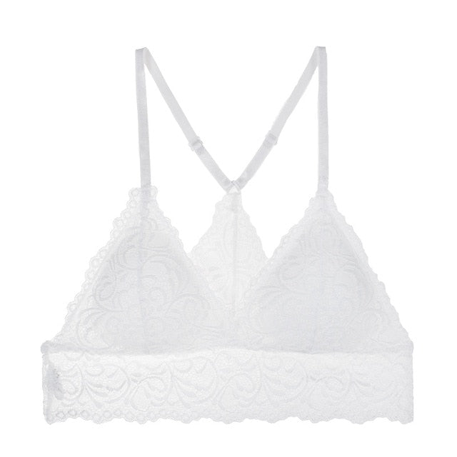 1/2PCS Women Bralette French Style Lace Bra Girls Triangle Cup Lingerie Deep V Wireless Underwear Soft Thin Seamless Bra