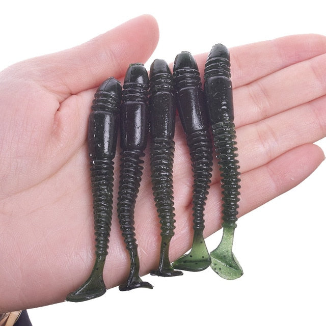 5Pcs Swing Impact Ring Shad Fishing Lure Soft 75mm 3.2g Jigging Swimbait Wobblers Shrimp Smell salt Artificial Silicone Baits