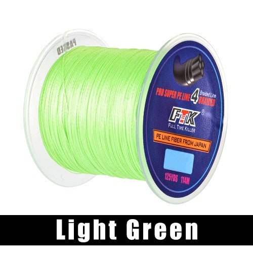 FTK 114M PE Braided Wire Fishing Line 125Yards 4 Strands 0.10mm-0.40mm 8LB-60LB Japan Incredibly Strong Multifilament Fiber Line