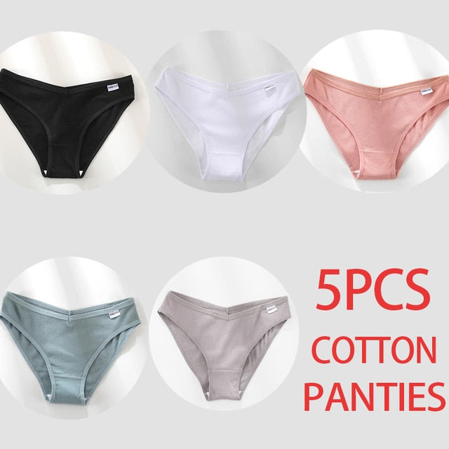 5PCS/Set Women Panties Cotton Underwear Female Panties Solid Color Underpants Sexy Lingerie Pantys for Woman Briefs Intimates