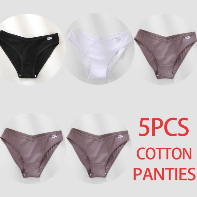 5PCS/Set Women Panties Cotton Underwear Female Panties Solid Color Underpants Sexy Lingerie Pantys for Woman Briefs Intimates