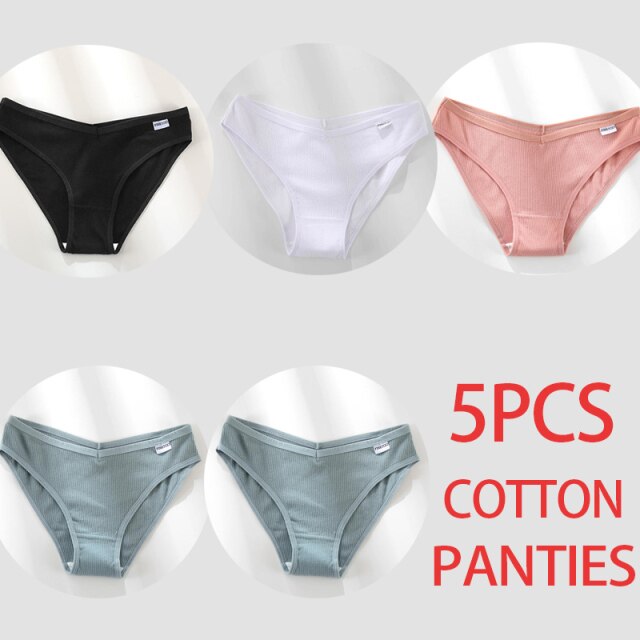 5PCS/Set Women Panties Cotton Underwear Female Panties Solid Color Underpants Sexy Lingerie Pantys for Woman Briefs Intimates