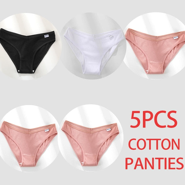 5PCS/Set Women Panties Cotton Underwear Female Panties Solid Color Underpants Sexy Lingerie Pantys for Woman Briefs Intimates