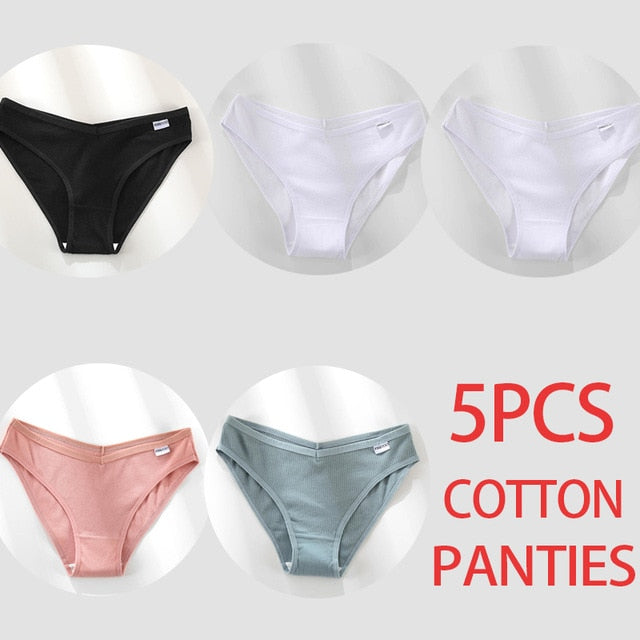 5PCS/Set Women Panties Cotton Underwear Female Panties Solid Color Underpants Sexy Lingerie Pantys for Woman Briefs Intimates