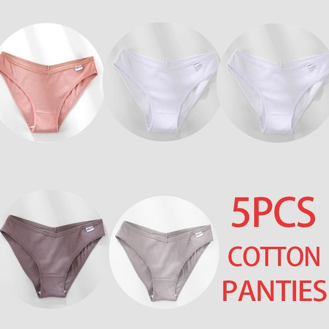 5PCS/Set Women Panties Cotton Underwear Female Panties Solid Color Underpants Sexy Lingerie Pantys for Woman Briefs Intimates