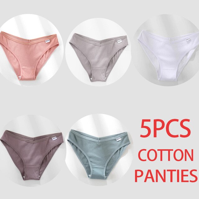 5PCS/Set Women Panties Cotton Underwear Female Panties Solid Color Underpants Sexy Lingerie Pantys for Woman Briefs Intimates