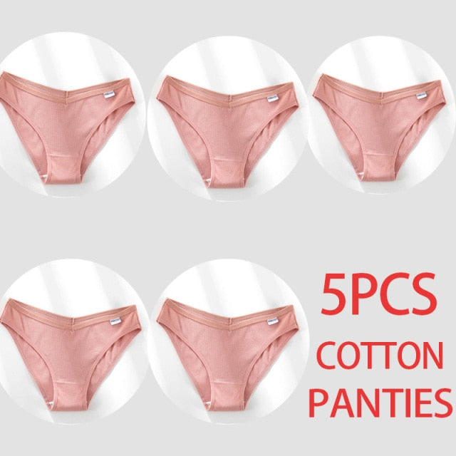 5PCS/Set Women Panties Cotton Underwear Female Panties Solid Color Underpants Sexy Lingerie Pantys for Woman Briefs Intimates