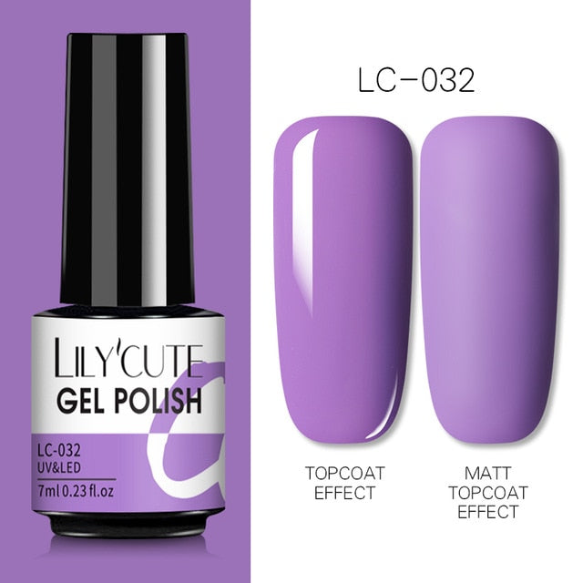 LILYCUTE 7ml Nail Gel Polish Semi Permanent Gel Varnish Base Top Coat UV LED Gel Varnish Soak Off Nail Art Gel Nail Polish