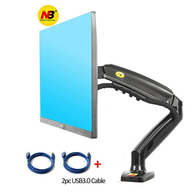 NB NEW F80+2pc USB3.0 17-27" desktop LED LCD Monitor Holder Arm Gas Spring Full Motion 2-9kg ergonomica dual arm