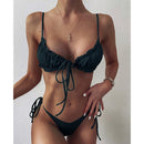 In-X Brazilian micro bikinis 2020 mujer Sexy string swimsuit female pleated bikini set Yellow swimwear women Mini bathing suit