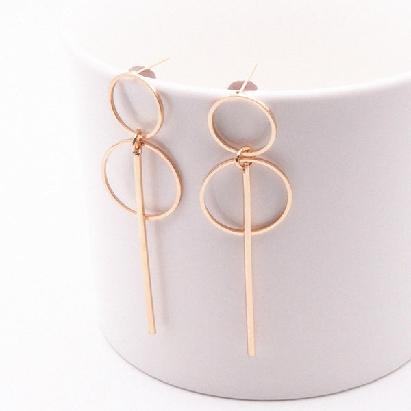 2019 Fashion Earrings Punk Simple Gold Silver Color Long Section Tassel Pendant Size Circle Earrings For Ladies Gifts Wholesale