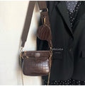 Vintage Crocodile women shoulder bag luxury designer wide strap Crossbody bag chain Sling bag pu leather ladies 3 bag set wallet