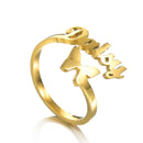 Letdiffery Personlizd Double Name Rings Stainless Steel Adjustable Women Wedding Rings Unique Engagement Gifts