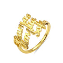 Letdiffery Personlizd Double Name Rings Stainless Steel Adjustable Women Wedding Rings Unique Engagement Gifts