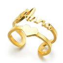 Letdiffery Personlizd Double Name Rings Stainless Steel Adjustable Women Wedding Rings Unique Engagement Gifts