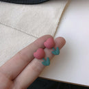 AOMU 2020 New Japan Korean Cherry Fruit Shaped Drop Earrings For Women Sweet Girls Cute Brincos Line Pendientes Jewelry Gifts