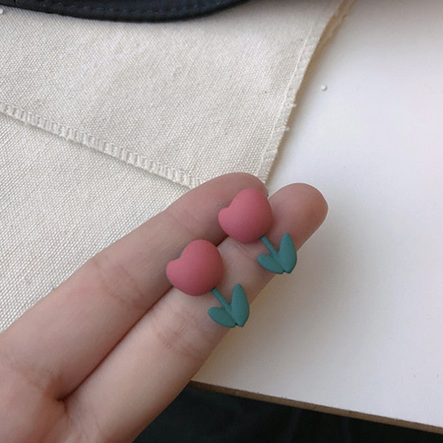 AOMU 2020 New Japan Korean Cherry Fruit Shaped Drop Earrings For Women Sweet Girls Cute Brincos Line Pendientes Jewelry Gifts