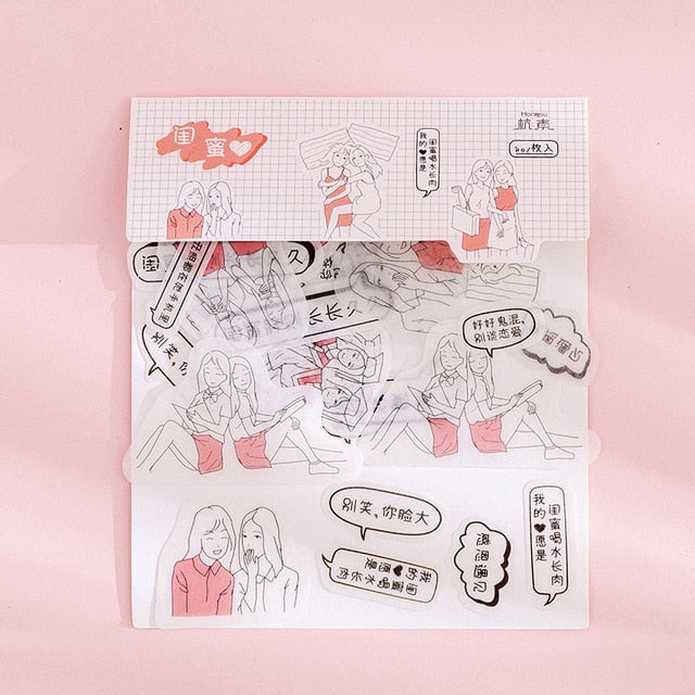 80 pcs/bag Japanese Stationery Stickers Cute Cat Sticky Paper Kawaii PVC Diary Bear sticker For Decoration Diary Scrapbooking