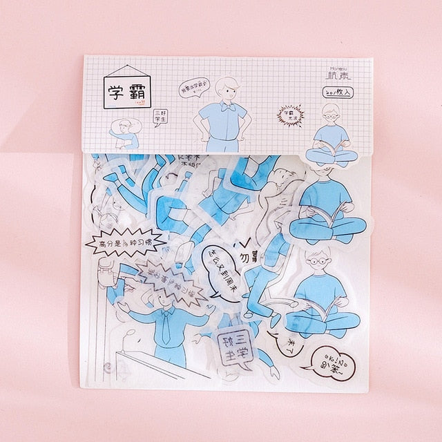 80 pcs/bag Japanese Stationery Stickers Cute Cat Sticky Paper Kawaii PVC Diary Bear sticker For Decoration Diary Scrapbooking