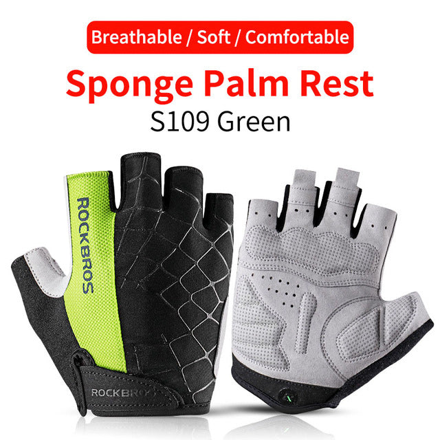 ROCKBROS Cycling Bike Gloves Half Finger Shockproof Breathable MTB Mountain Bicycle Sports Gloves Men Women Cycling Equipment
